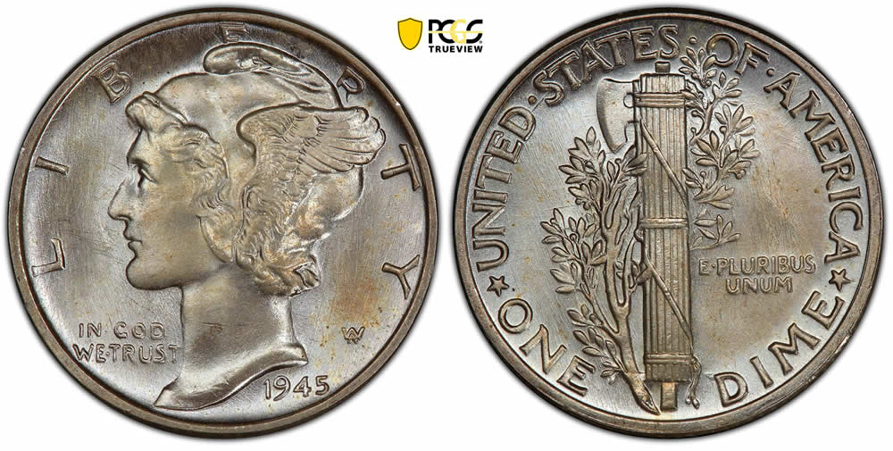 Philadelphia-1945-Mercury-Dimes-With-Full-Bands