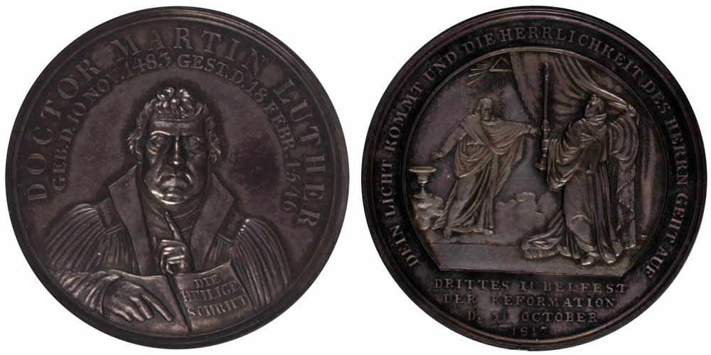 1817-Prussian-Silver-Medal-Marks-Three-Centuries-Since-The-Protestant-Reformation