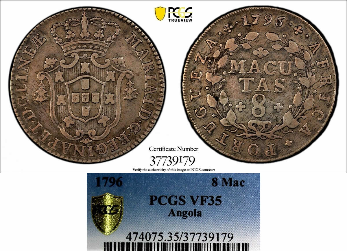 Country-Of-The-Day:-Angola,-Maria-I-Silver-1796-8-Macutas-Graded-NGC-VF35