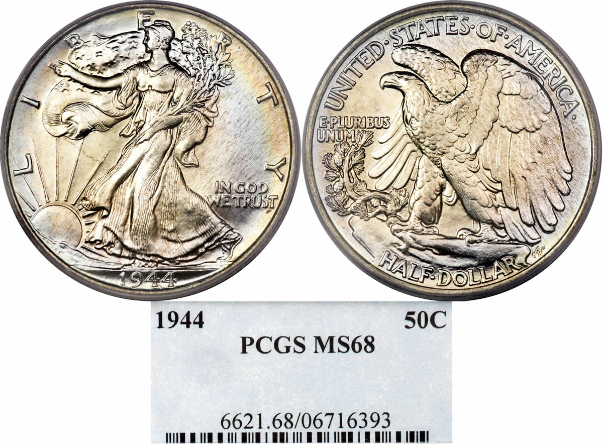 Walker-Wednesday:-1944-Walking-Liberty-Half-Dollar-50c-PCGS-MS-68