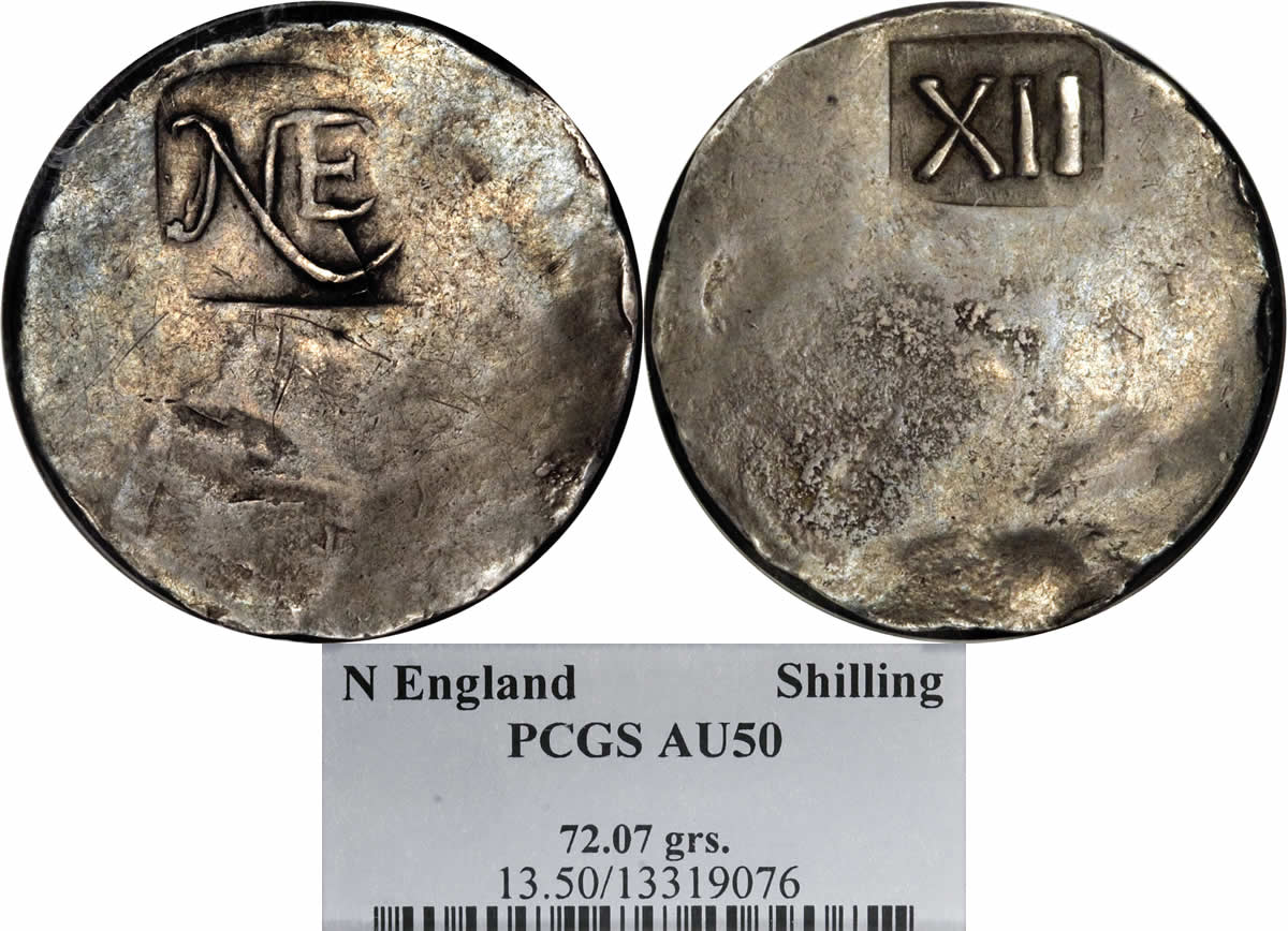Shilling-Sunday:-1652-Shilng-New-England-Shilling-PCGS-AU-50