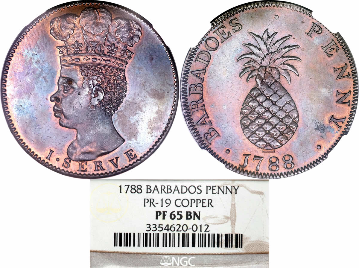 Country-Of-The-Day:-Barbados,-1788-Proof-British-Commonwealth-Penny-NGC-65BN