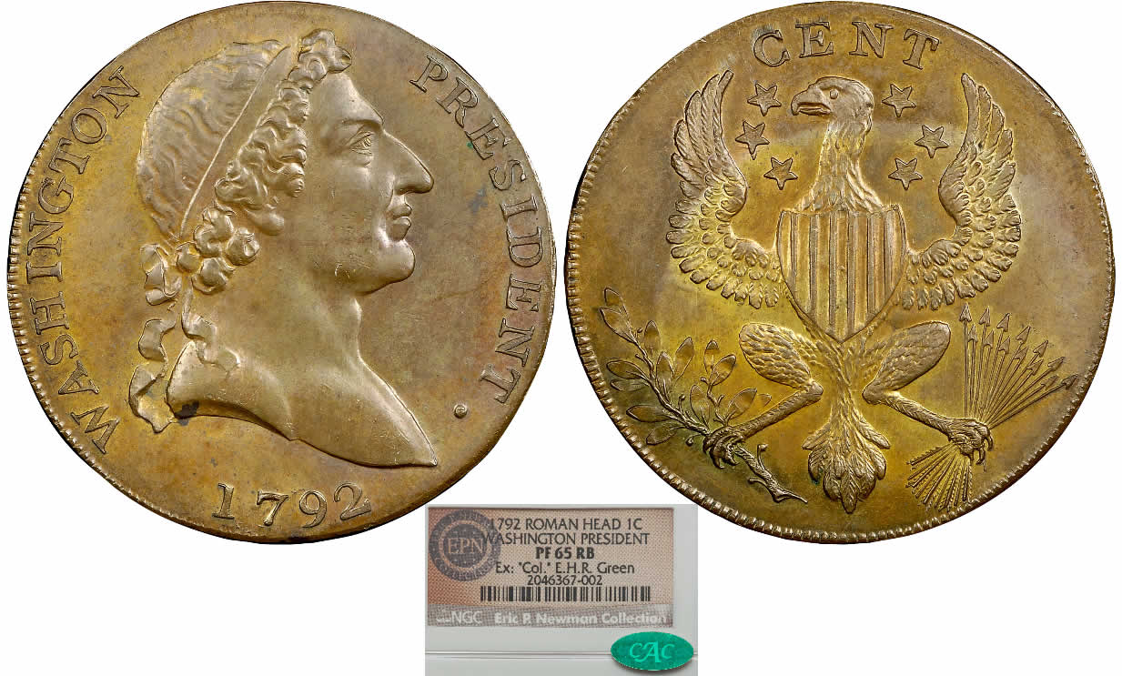 Washington-Wednesday:-1792-Washington-Roman-Head-Cent-NGC-PF65RB-Bushnell-Specimen