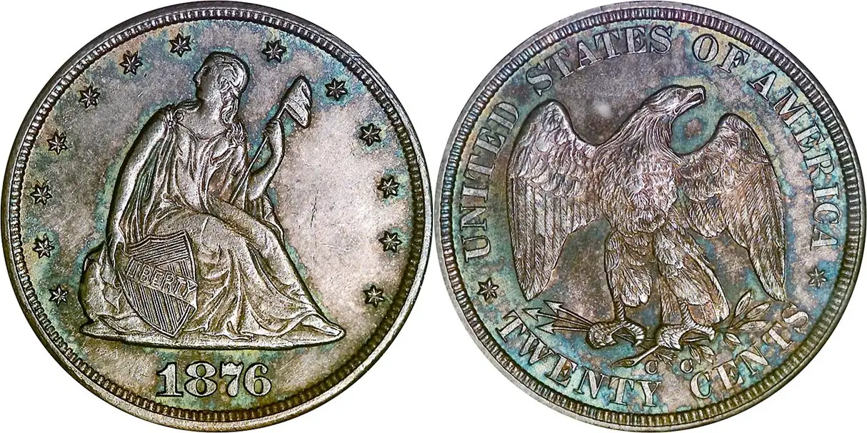 Counterfeit-Detection:-1876-CC-Seated-Liberty-20-Cent-Piece