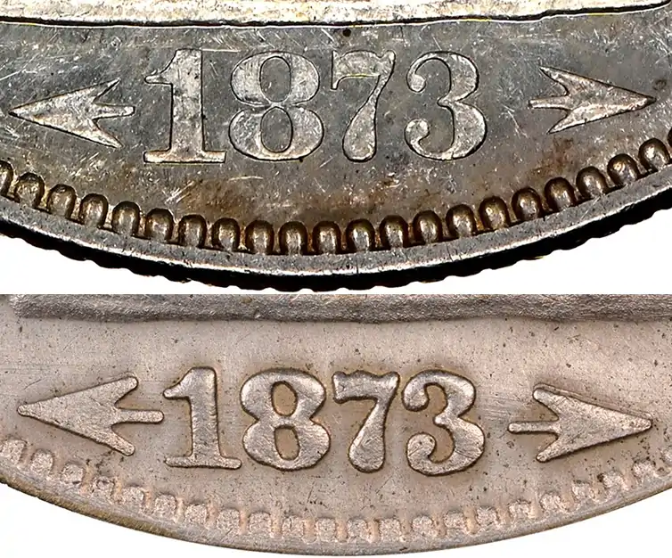 Counterfeit-Detection:-1873-Seated-Liberty-Half-Dollar