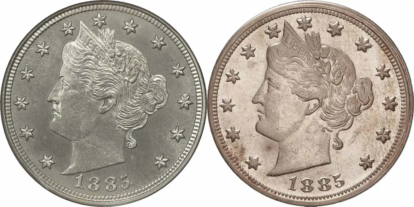 Counterfeit-Detection:-1885-Liberty-V-Nickel-Proof-Counterfeit
