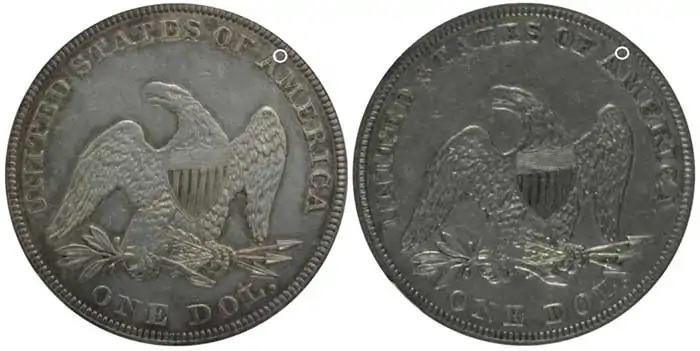 Counterfeit-Detection:-1849-Seated-Liberty-Dollar-Struck-Counterfeit