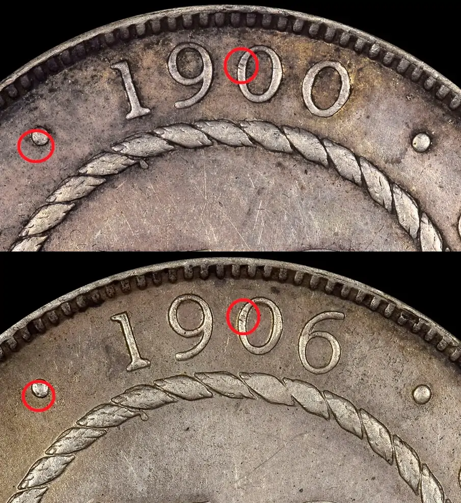 Counterfeit-Detection:-1900-H-And-1906-H-Sarawak-Malaysia-50-Cents