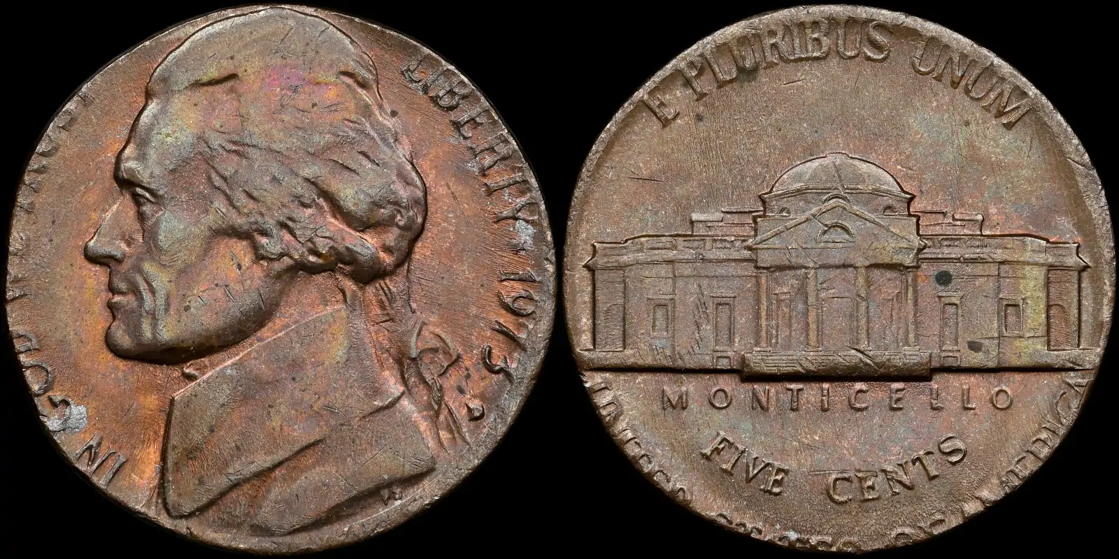 Error-Highlight:-1973-D-Jefferson-Nickel-Struck-On-Cent-Planchet-Graded-NGC-MS-63-BN