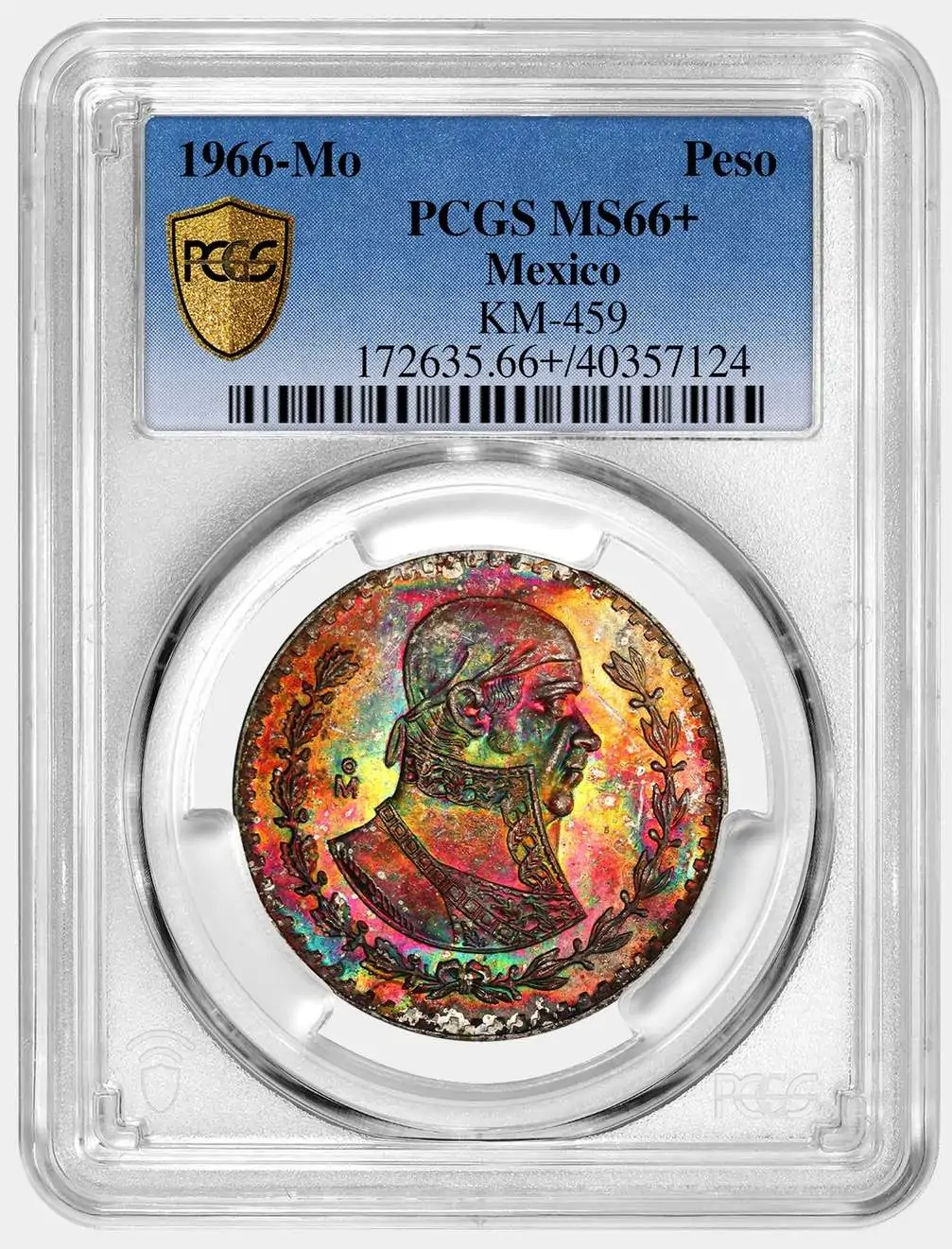 Toner-Tuesday:-1966-Mo-Mexican-Peso-PCGS-MS-66