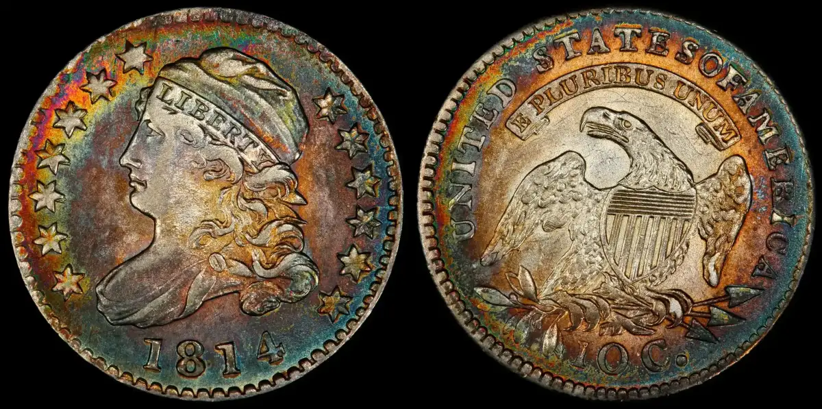 1814-Capped-Bust-Dime-PCGS-AU-58+-