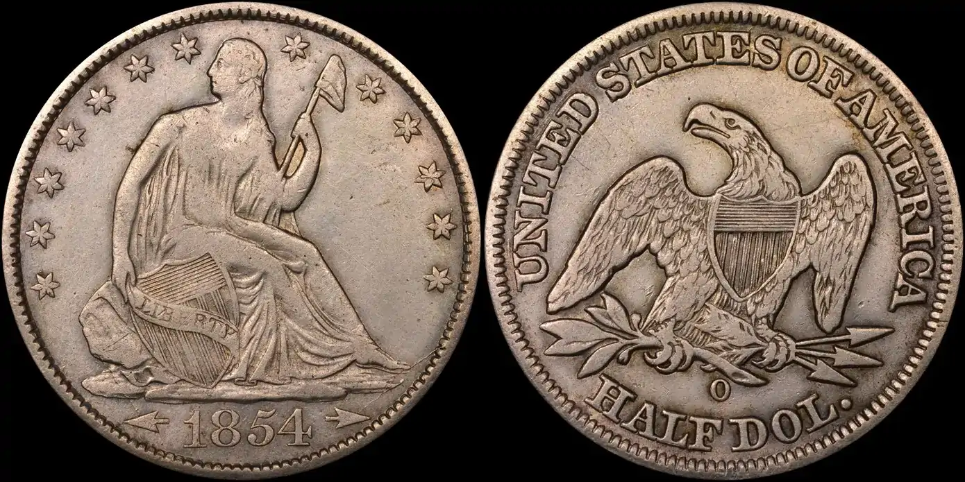Counterfeit-Detection:-1854-O-Arrows-Seated-Liberty-Half-Dollar