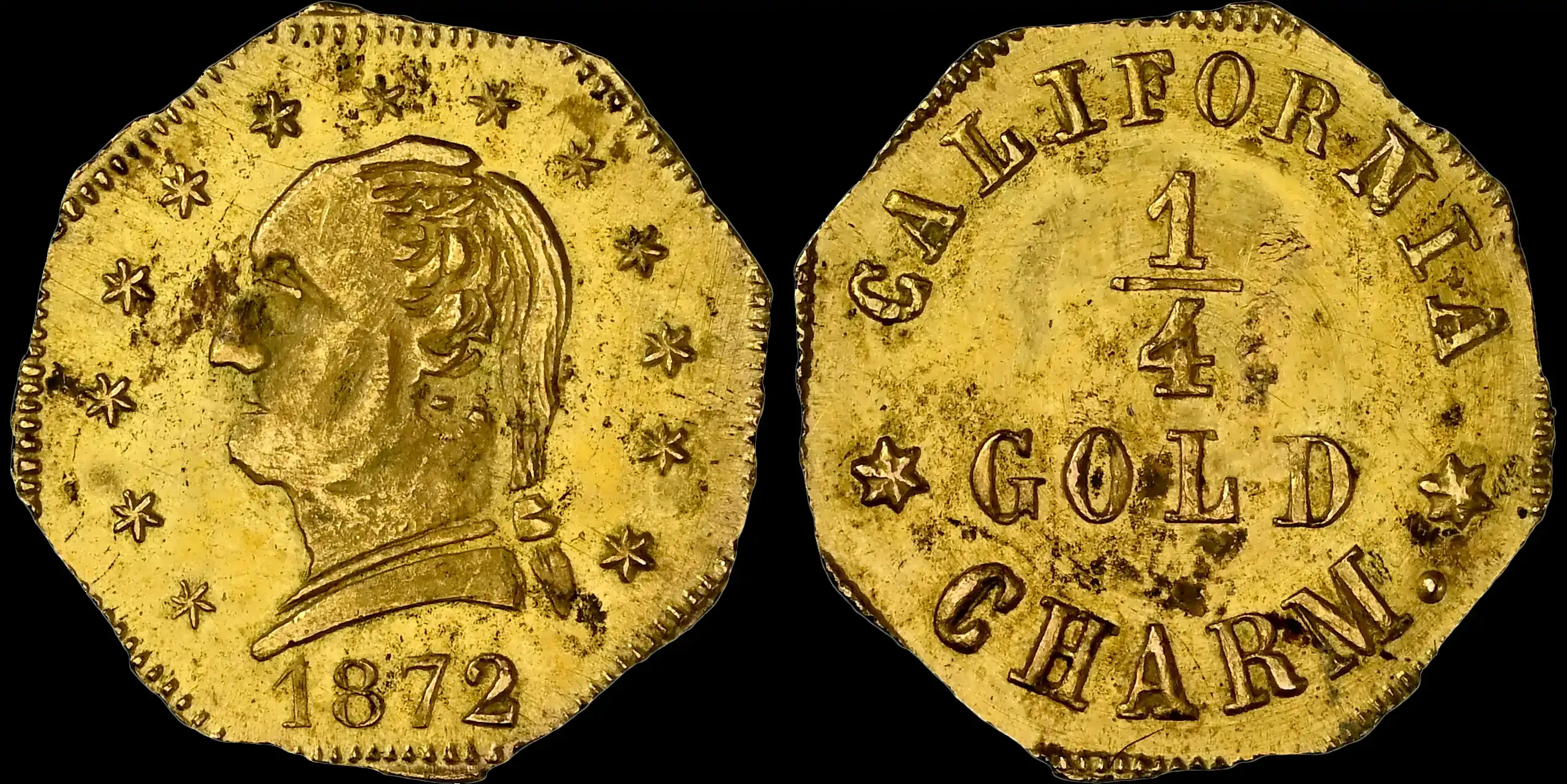 Token-Tuesday:-1872-George-Washington-1/4-California-Gold,-Octagonal-NGC-MS-64