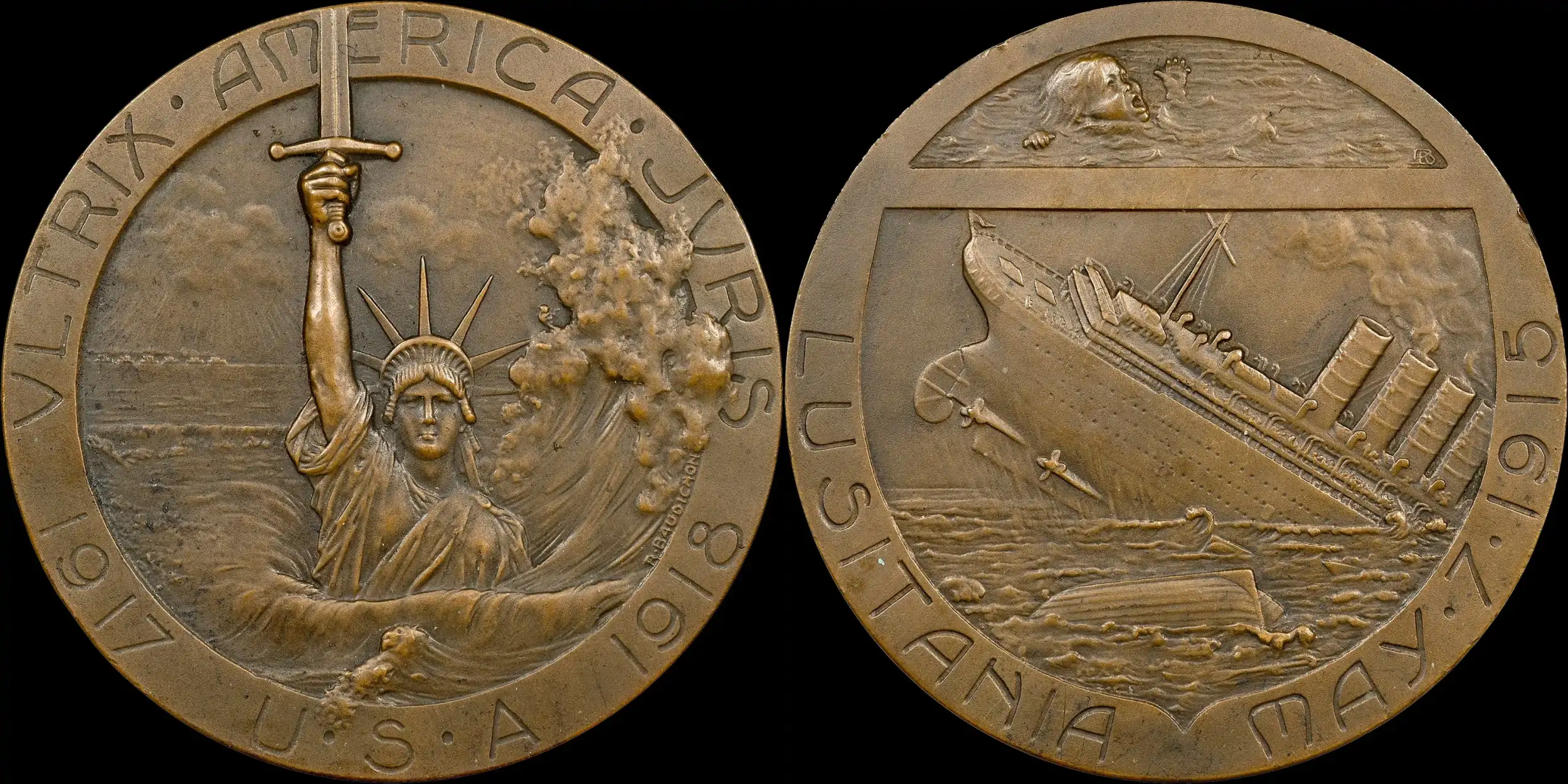 1918-Sinking-Of-The-Lusitania-Bronze-Medal-NGC-MS-64