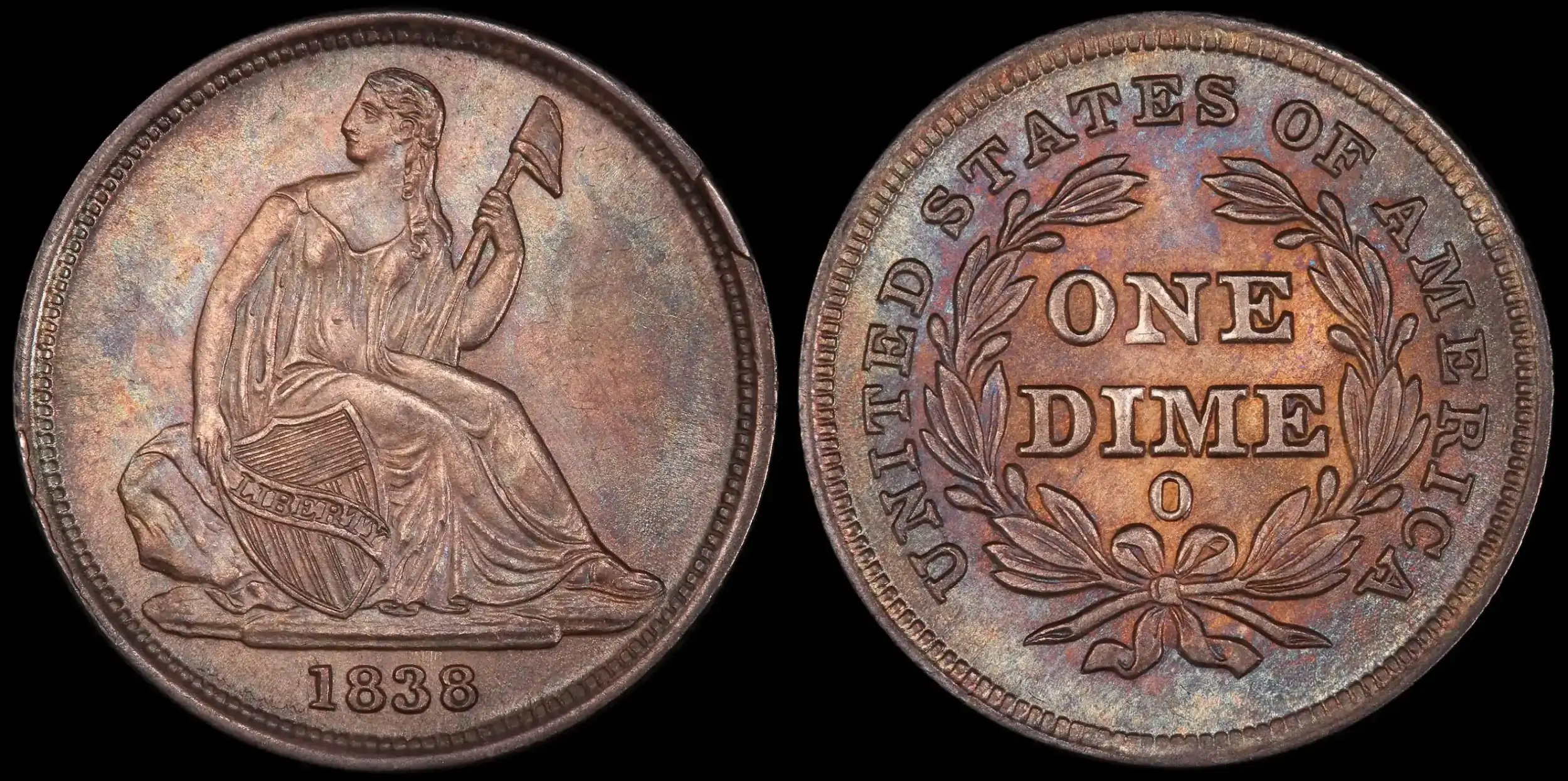 1838-O-Seated-Liberty-Dime-PCGS-MS-64