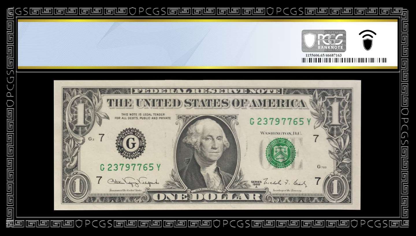 1988A-Chicago-1-Dollar-Reserve-Note-Blank-Back-PCGS-65PPQ