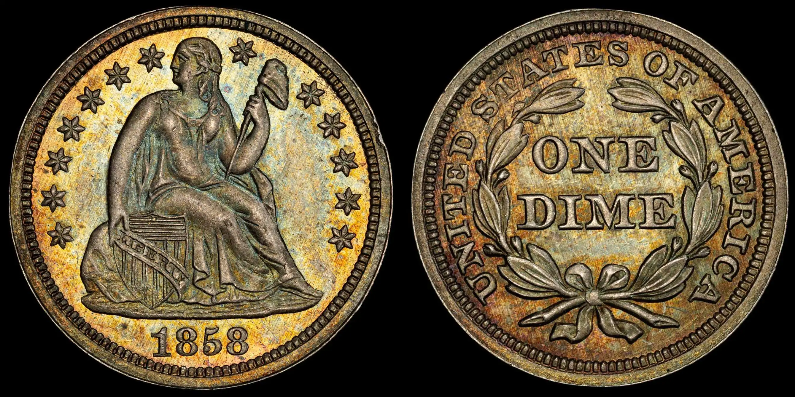 1858-Seated-Liberty-Dime-PCGS-MS-66