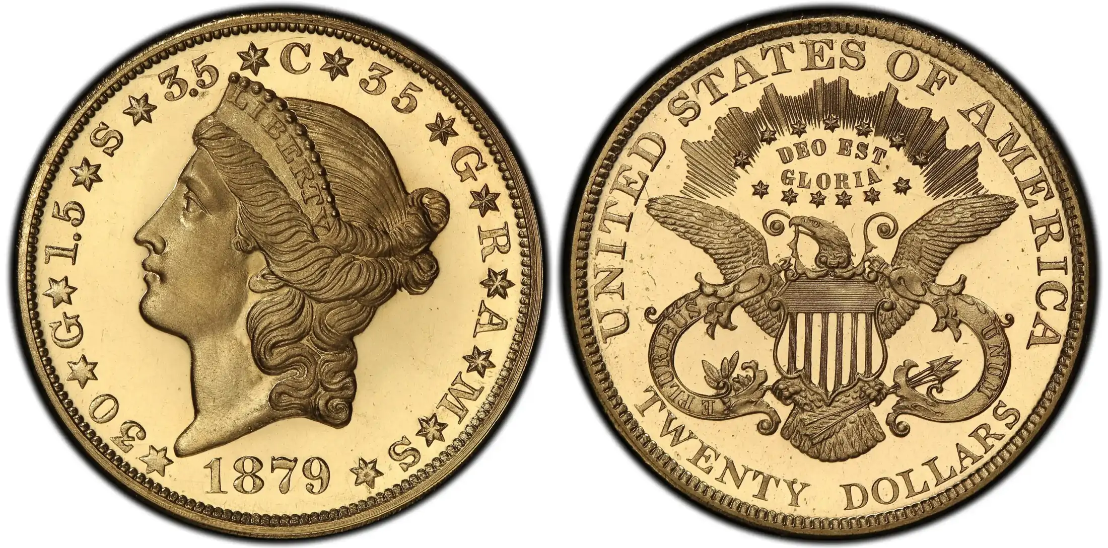 1879-$20-Liberty-Head-Quintuple-Stella,-Judd-1643,-Pollock-1843,-Low-R.7,-PCGS-PR-64-Deep-Cameo