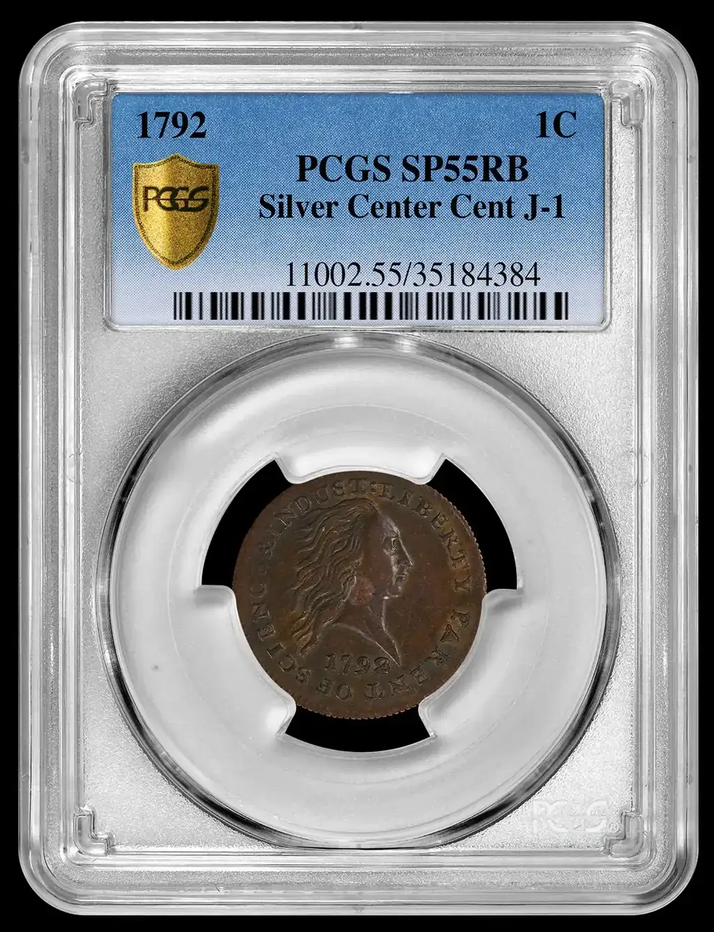 1792-Large-Silver-Center-Cent-PCGS-SP-55RB