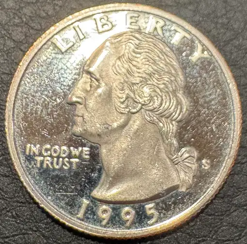 1995-Washington-Quarter-Proof-With-Possible-Struck-Through-Reeding-Fragment