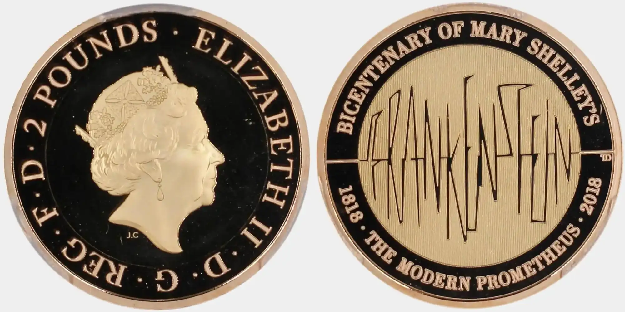 2018-United-Kingom-2-Pound-Proof-Frankenstein-Gold-Coin-PCGS-PR-70-DCAM