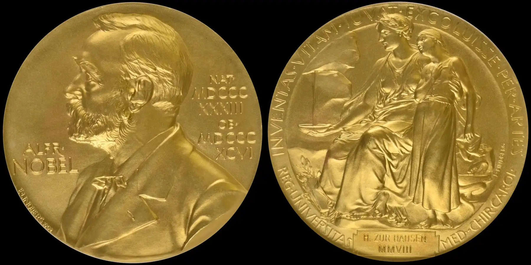 2008-Nobel-Prize-Physiology/Medicine-Medal-Showing-Alfred-Nobel-NGC-MS-67