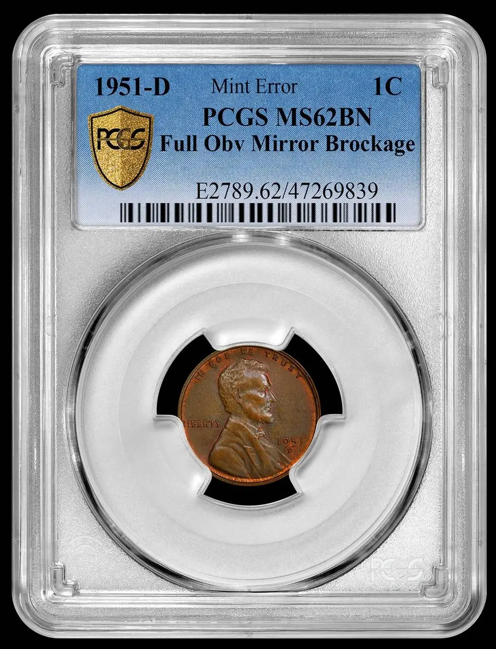 1951-D-Lincoln-Wheat-Cent-Full-Obverse-Mirror-Brockage-PCGS-MS-62-BN