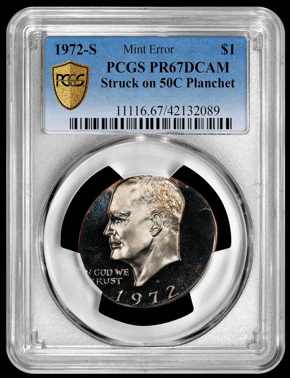 1972-S-Eisenhower-Dollar-Struck-On-A-Half-Dollar-Planchet-PCGS-PR-67-DCAM