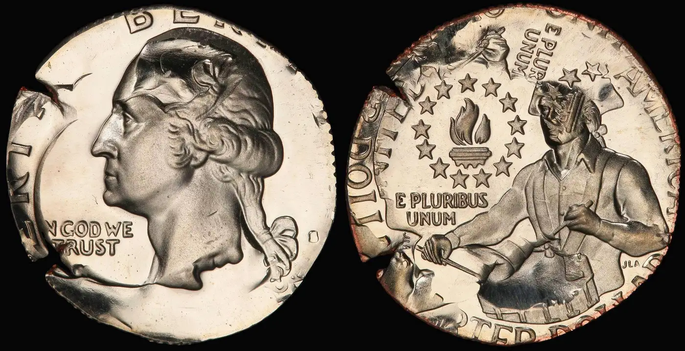 1976-S-Bicentennial-Quarter-Double-Struck-On-Dime-Planchet-With-Reeded-Edge-PCGS-PR-67-DCAM