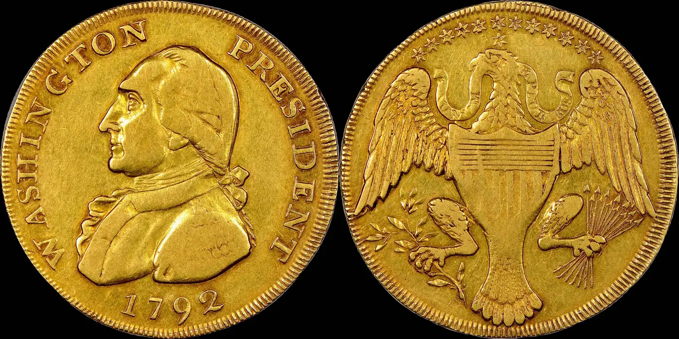 1792-Eagle-And-Stars-Gold-$10-NGC-XF45-Washington-President-Piece-From-The-Newman-Collection