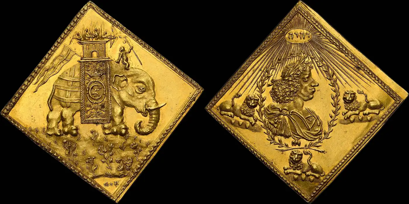 17th-Century-Denmark-Order-Of-The-Elephant-Gold-Medal,-L.-E.-Bruun-Collection