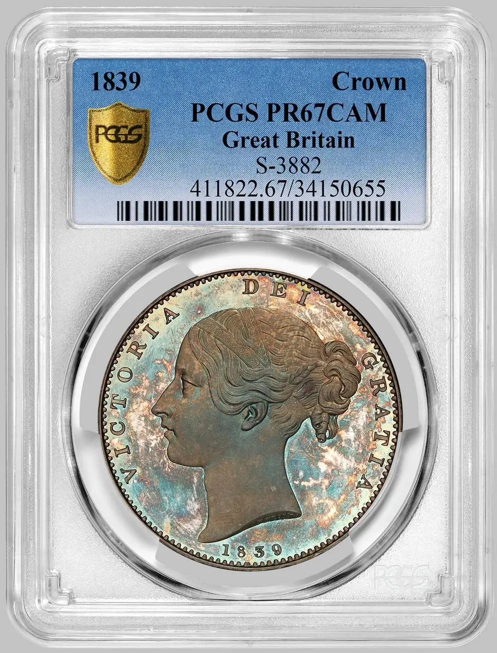 1839-Great-Britain-Proof-Crown,-Queen-Victoria's-First-Appearance-On-GB-Coinage,-PCGS-PR-67CAM