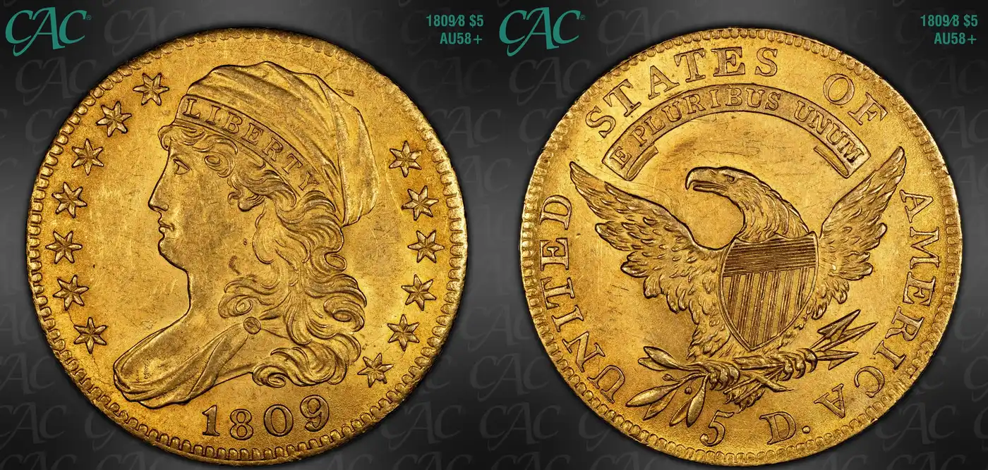 1809/8-Capped-Bust-Gold-Half-Eagle-CAC-AU-58+