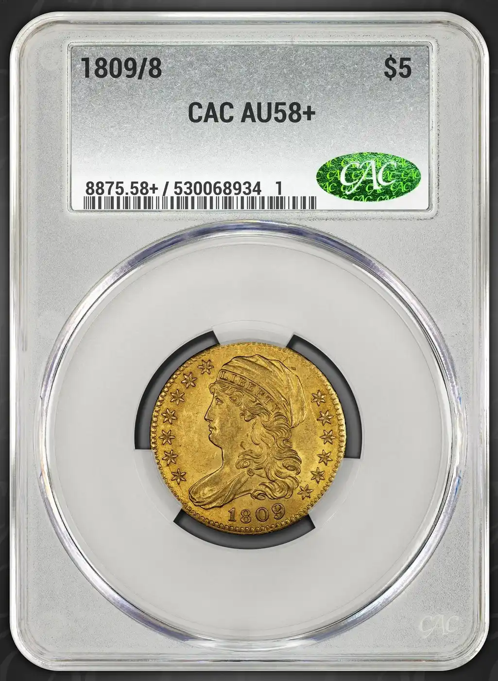 1809/8-Capped-Bust-Gold-Half-Eagle-CAC-AU-58+