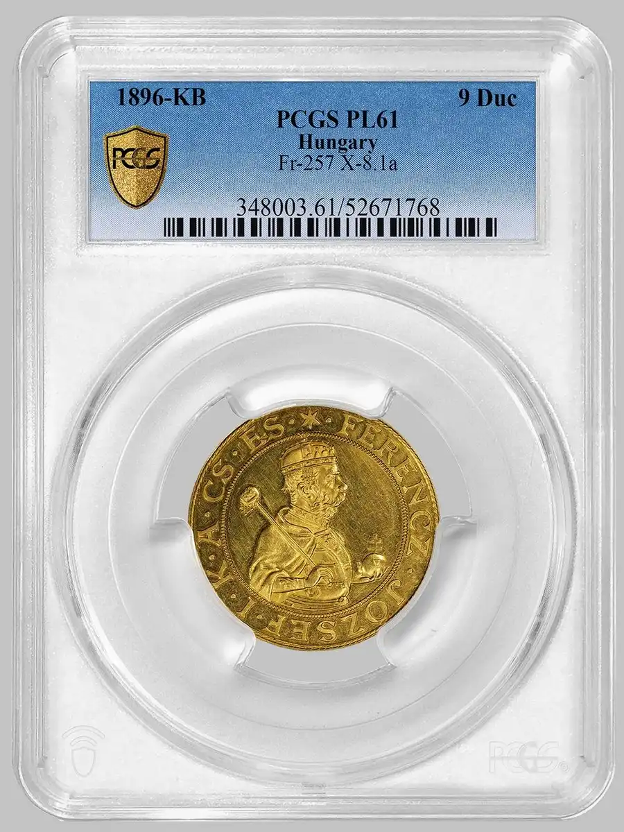 1896-Hungary-Gold-9-Ducat-PCGS-PL-61-Featuring-Franz-Josef-And-Madonna-And-Child