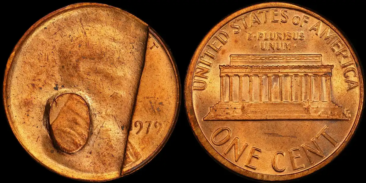 1979-Lincoln-Memorial-Cent-Struck-Through-Obverse-PCGS-MS-64RD
