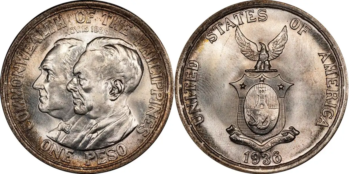 1936-M-Us/Philippines,-Roosevelt/Quezon,-Peso-CAC-MS-66+
