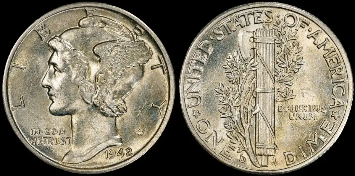 1942/1-D-Mercury-Dime,-PCGS-MS-62FB-Full-Bands