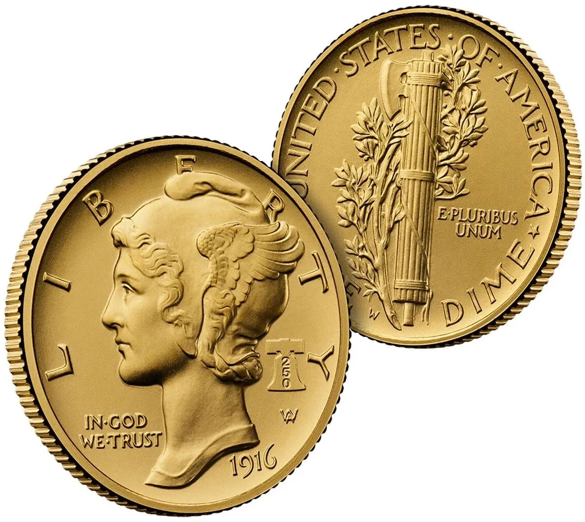 US-Mint-Best-Of-The-Mint-1916-Mercury-Dime-Gold-Coin-And-Silver-Medal-Set-Available-6/4/26