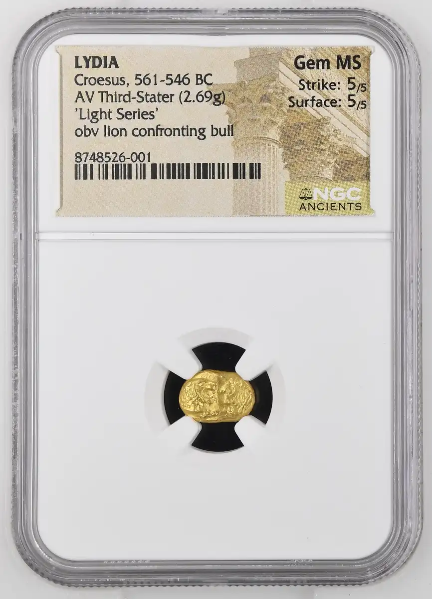 561-546-BC-Lydia-Gold-Third-Stater-Struck-Under-King-Croesus,-NGC-Gem-Ms,-5/5