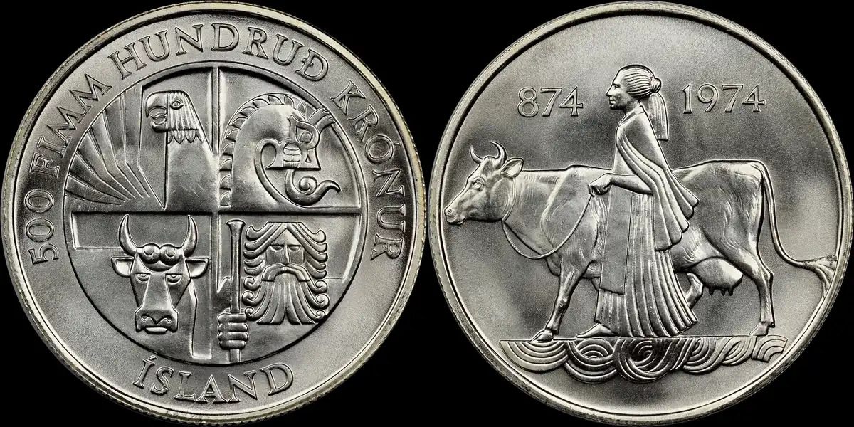 1974-Silver-500-Kronur-For-Icelandic-National-Day