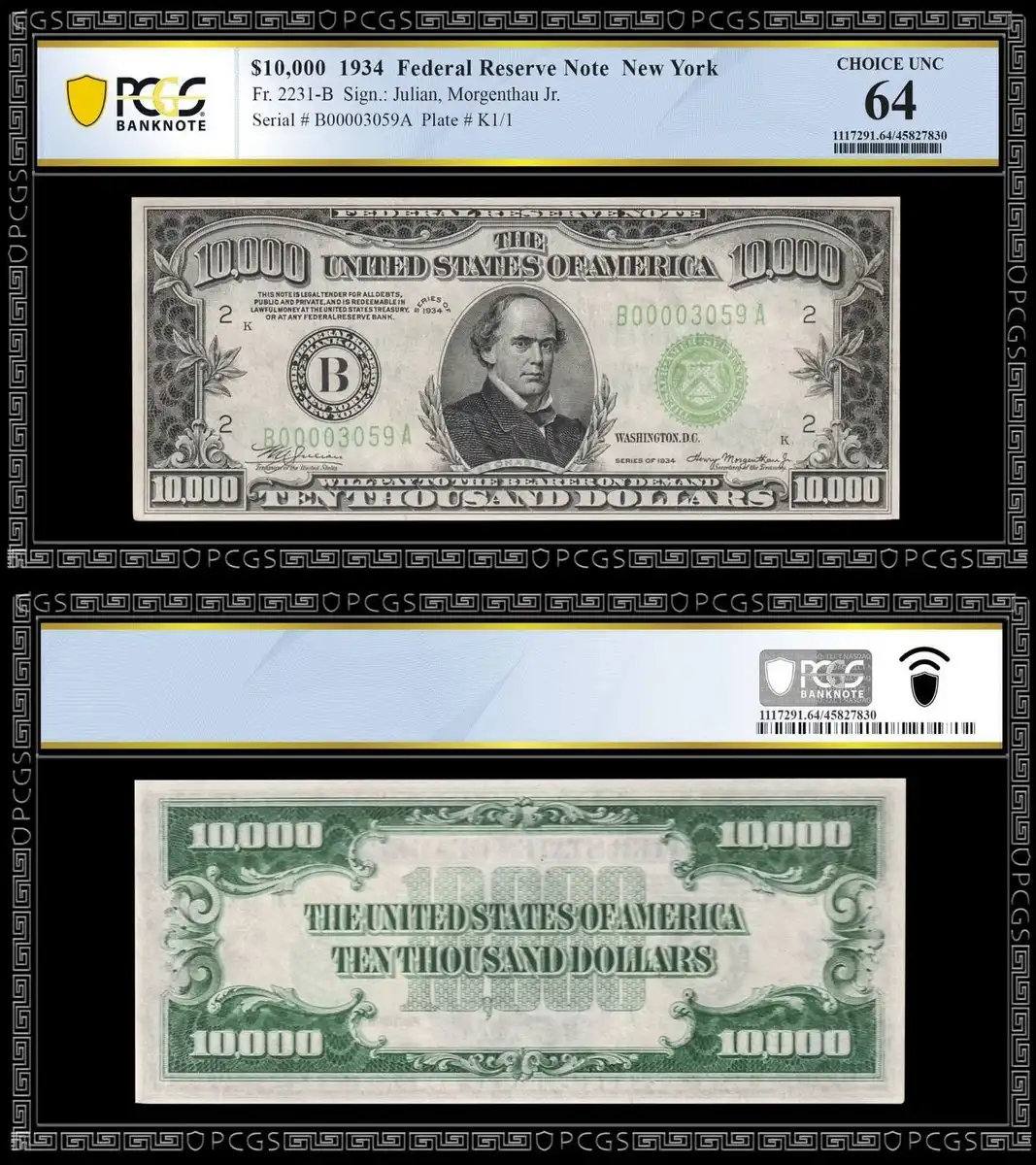 1934-$10,000-Federal-Reserve-Note,-New-York,-PCGS-Choice-Uncirculated-64