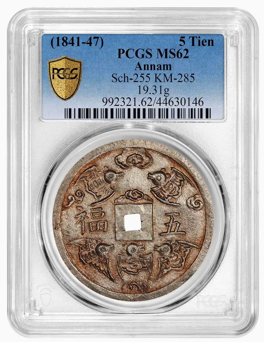 1841-1847-Silver-5-Tien-Issued-By-Annam,-PCGS-MS-62