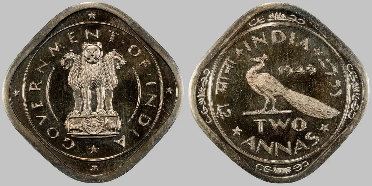 1949-2-Annas,-India,-Republic,-PCGS-PR-65CAM,-KM-Pn10