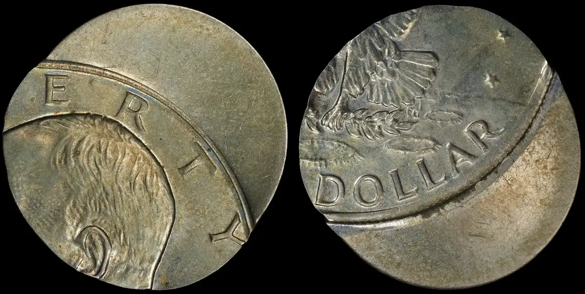 1970ish-Eisenhower-Dollar-Struck-35%-Off-Center-On-Taiwan-$1-Planchet,-PCGS-MS-64