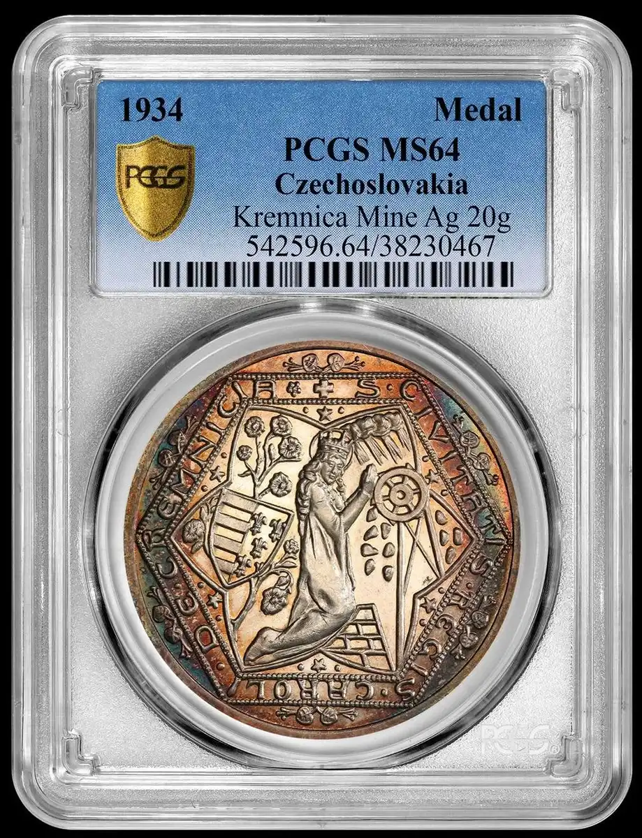 1934-Czechoslovakian-Medal-Commemorating-The-Reopening-Of-The-Kremnica,-PCGS-MS-64