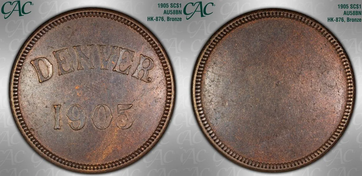 1905-Denver-Mint-Opening-So-Called-Dollar,-CAC-AU-58BN,-Hk-876,-Bronze