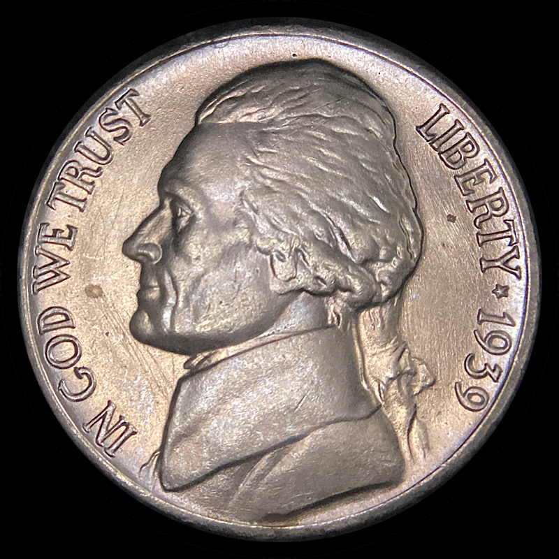 1939-Jefferson-Nickel-With-Light-Toning.
