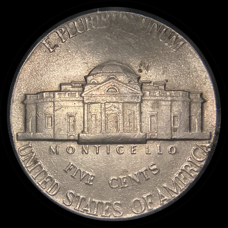 Circulated-1971-D-Jefferson-Nickel-With-Strange-Reverse.