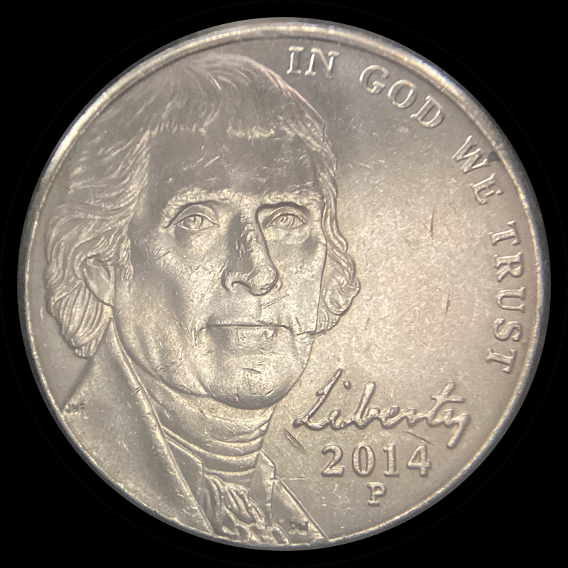 2014-P-Jefferson-Nickel,-Possible-Minor-DDR-Or-Long-Gouge.